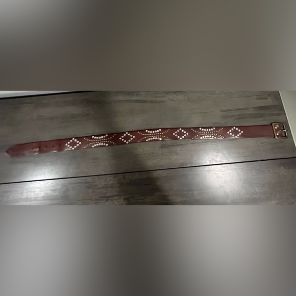 Linea Pelle Leather Crystal & Studs Belt - Dark Brown - Size Large - Like New! - Picture 5 of 8